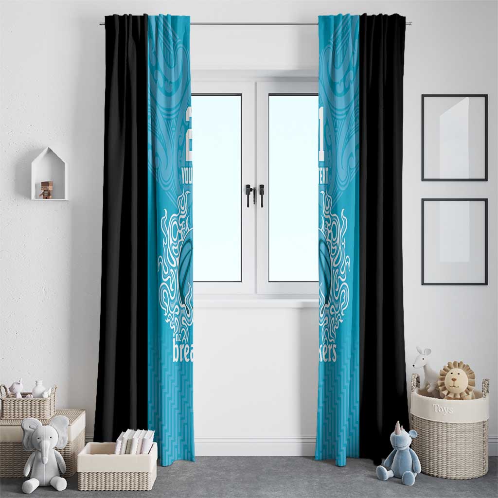 New Zealand Custom Window Curtain Fire Basketball Maori Tribal Sky Blue - Aussie Hoodie