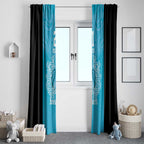 New Zealand Custom Window Curtain Fire Basketball Maori Tribal Sky Blue - Aussie Hoodie