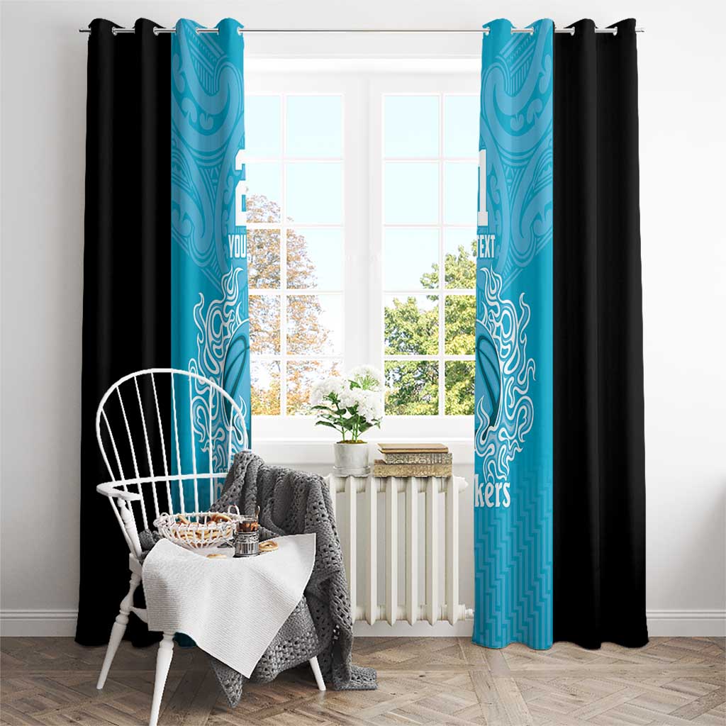 New Zealand Custom Window Curtain Fire Basketball Maori Tribal Sky Blue - Aussie Hoodie