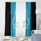 New Zealand Custom Window Curtain Fire Basketball Maori Tribal Sky Blue - Aussie Hoodie
