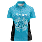 New Zealand Custom Women Polo Shirt Fire Basketball Maori Tribal Sky Blue - Aussie Hoodie