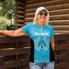 New Zealand Custom Women Polo Shirt Fire Basketball Maori Tribal Sky Blue - Aussie Hoodie