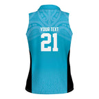 New Zealand Custom Women Sleeveless Polo Shirt Fire Basketball Maori Tribal Sky Blue - Aussie Hoodie
