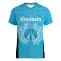 New Zealand Custom Women V-Neck T-Shirt Fire Basketball Maori Tribal Sky Blue - Aussie Hoodie