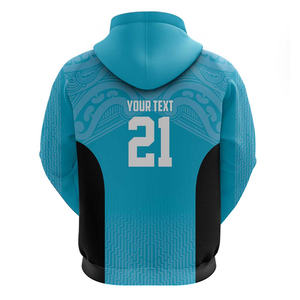 New Zealand Custom Zip Hoodie Fire Basketball Maori Tribal Sky Blue - Aussie Hoodie