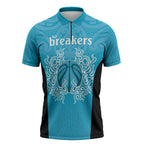 New Zealand Custom Zipper Polo Shirt Fire Basketball Maori Tribal Sky Blue - Aussie Hoodie