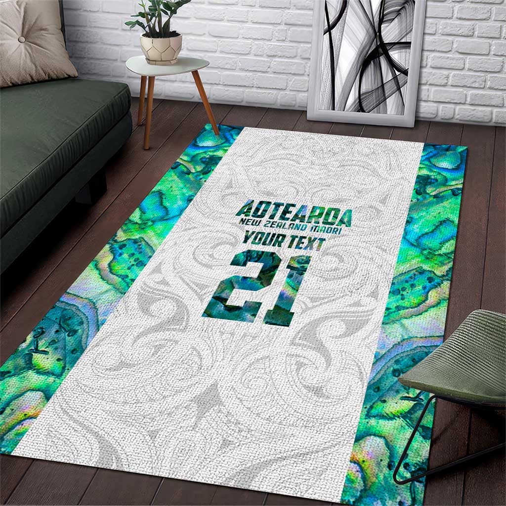 Custom New Zealand Aotearoa Area Rug Green Maori Paua Shell Indigenous - Aussie Hoodie
