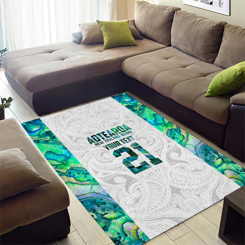 Custom New Zealand Aotearoa Area Rug Green Maori Paua Shell Indigenous - Aussie Hoodie