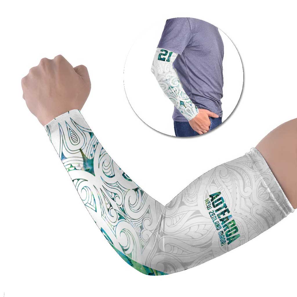 Custom New Zealand Aotearoa Arm Sleeves Green Maori Paua Shell Indigenous - Aussie Hoodie