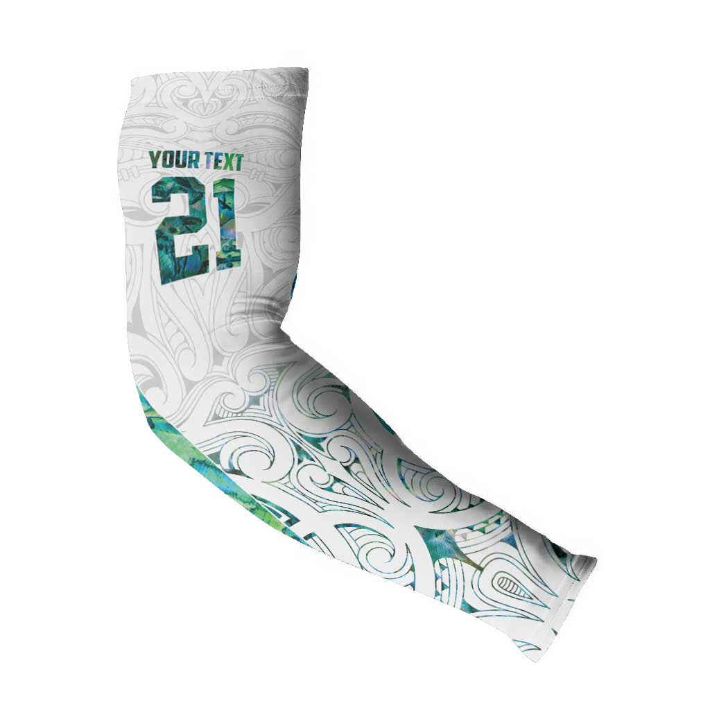 Custom New Zealand Aotearoa Arm Sleeves Green Maori Paua Shell Indigenous - Aussie Hoodie