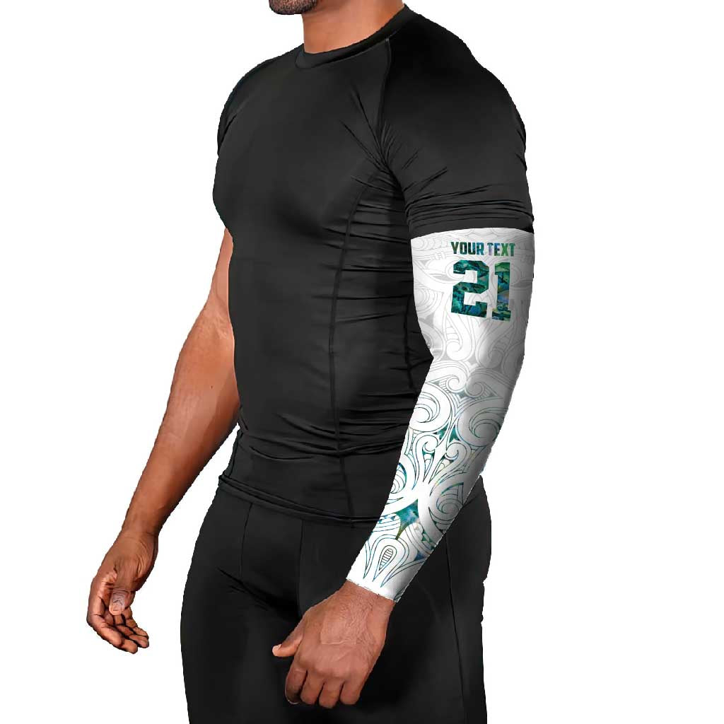 Custom New Zealand Aotearoa Arm Sleeves Green Maori Paua Shell Indigenous - Aussie Hoodie