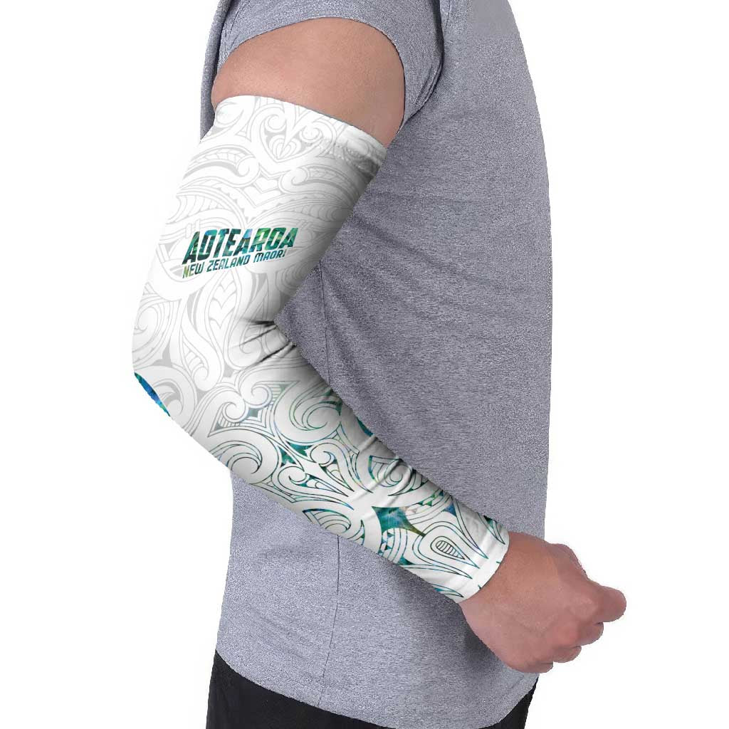 Custom New Zealand Aotearoa Arm Sleeves Green Maori Paua Shell Indigenous - Aussie Hoodie