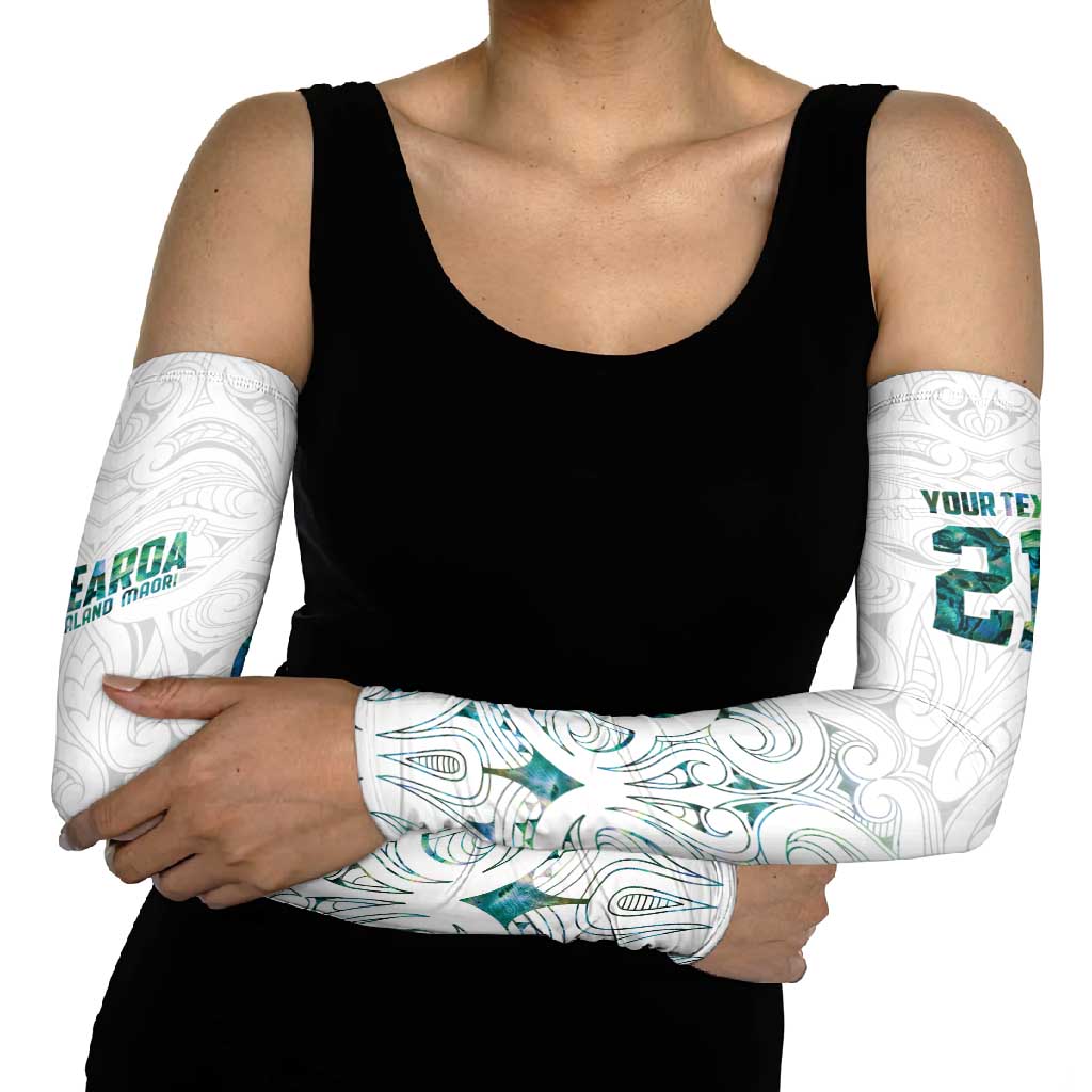 Custom New Zealand Aotearoa Arm Sleeves Green Maori Paua Shell Indigenous - Aussie Hoodie