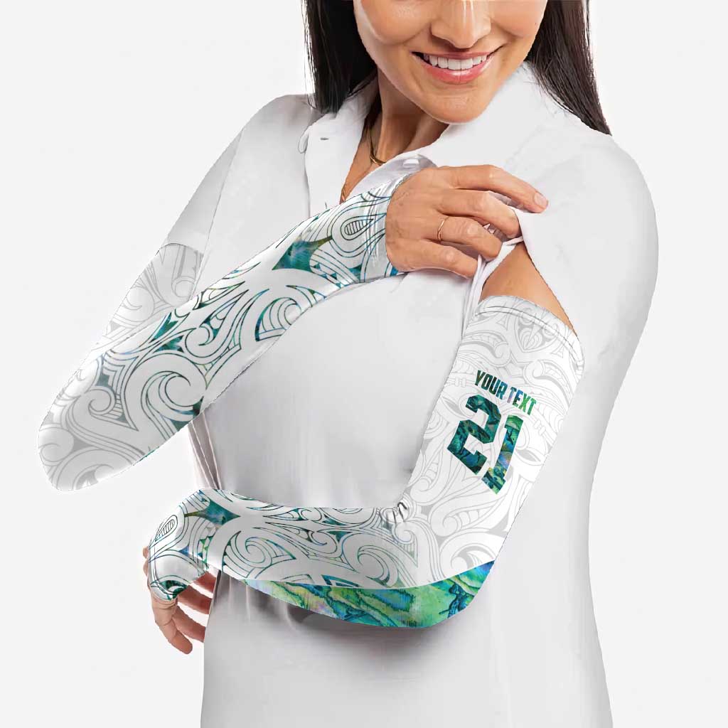 Custom New Zealand Aotearoa Arm Sleeves Green Maori Paua Shell Indigenous - Aussie Hoodie