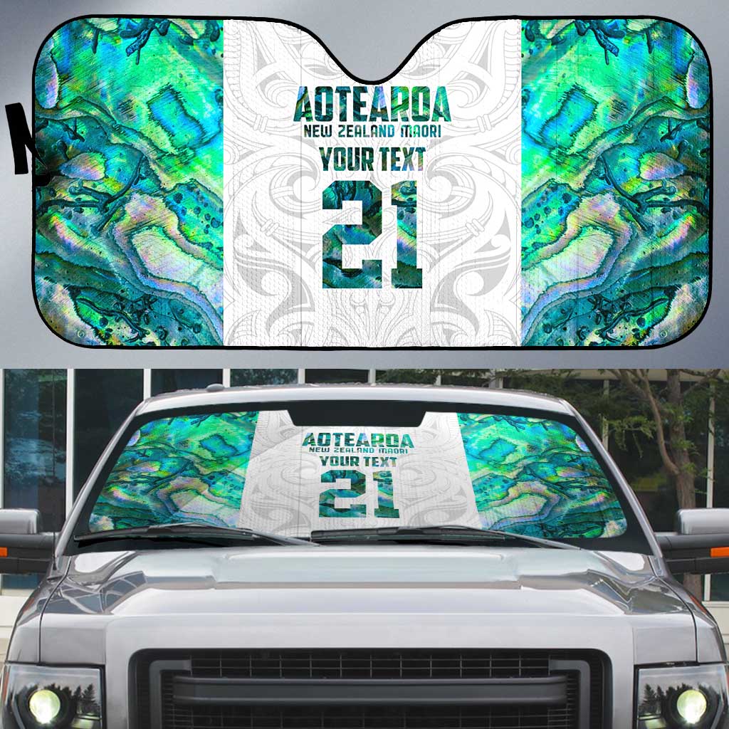 Custom New Zealand Aotearoa Auto Sun Shade Green Maori Paua Shell Indigenous - Aussie Hoodie
