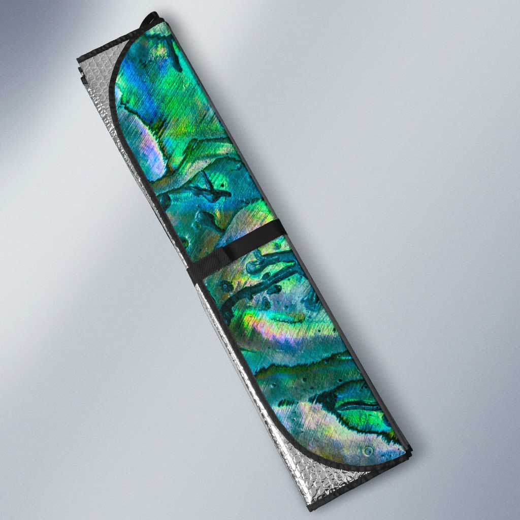 Custom New Zealand Aotearoa Auto Sun Shade Green Maori Paua Shell Indigenous - Aussie Hoodie