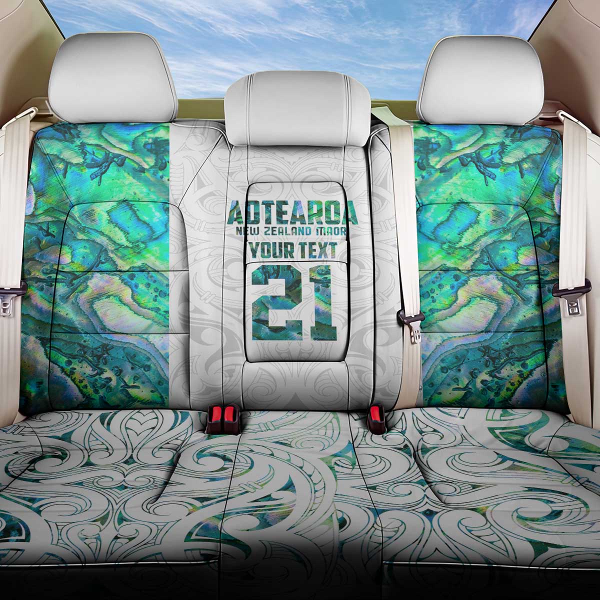 Custom New Zealand Aotearoa Back Car Seat Cover Green Maori Paua Shell Indigenous - Aussie Hoodie