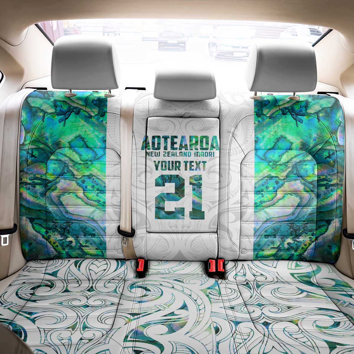 Custom New Zealand Aotearoa Back Car Seat Cover Green Maori Paua Shell Indigenous - Aussie Hoodie