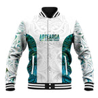 Custom New Zealand Aotearoa Baseball Jacket Green Maori Paua Shell Indigenous - Aussie Hoodie