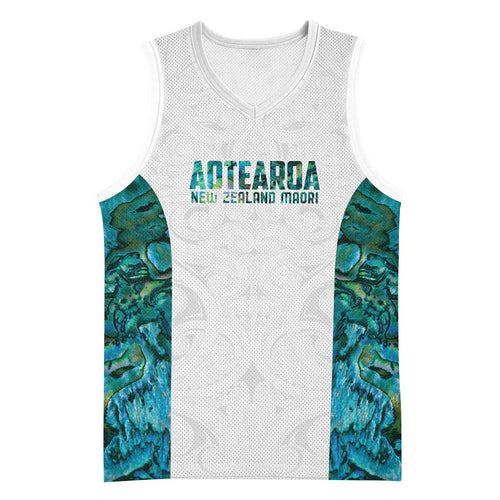 Custom New Zealand Aotearoa Basketball Jersey Green Maori Paua Shell Indigenous - Aussie Hoodie