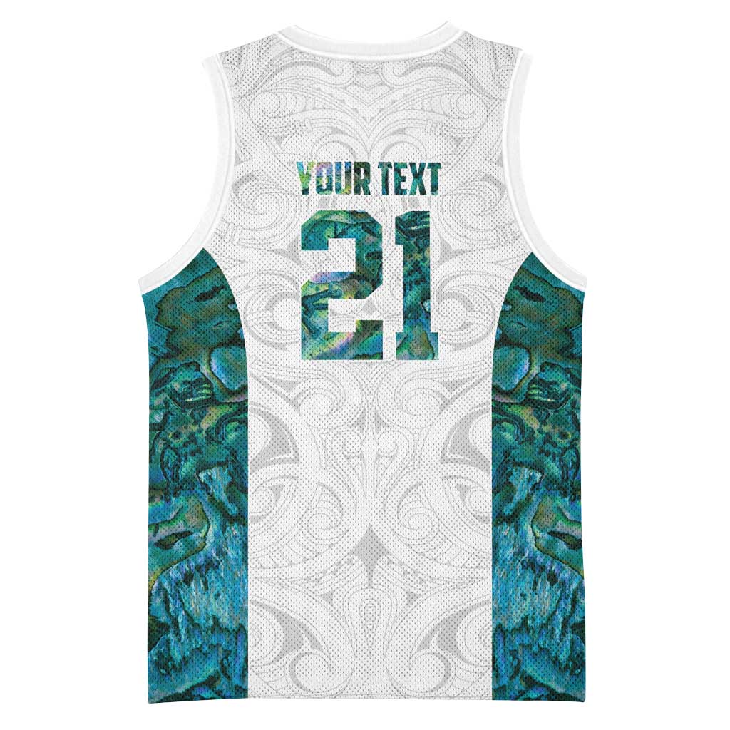 Custom New Zealand Aotearoa Basketball Jersey Green Maori Paua Shell Indigenous - Aussie Hoodie