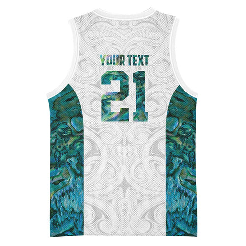 Custom New Zealand Aotearoa Basketball Jersey Green Maori Paua Shell Indigenous - Aussie Hoodie