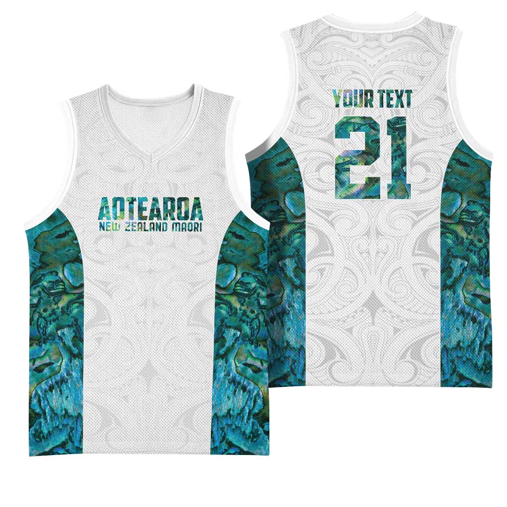 Custom New Zealand Aotearoa Basketball Jersey Green Maori Paua Shell Indigenous - Aussie Hoodie