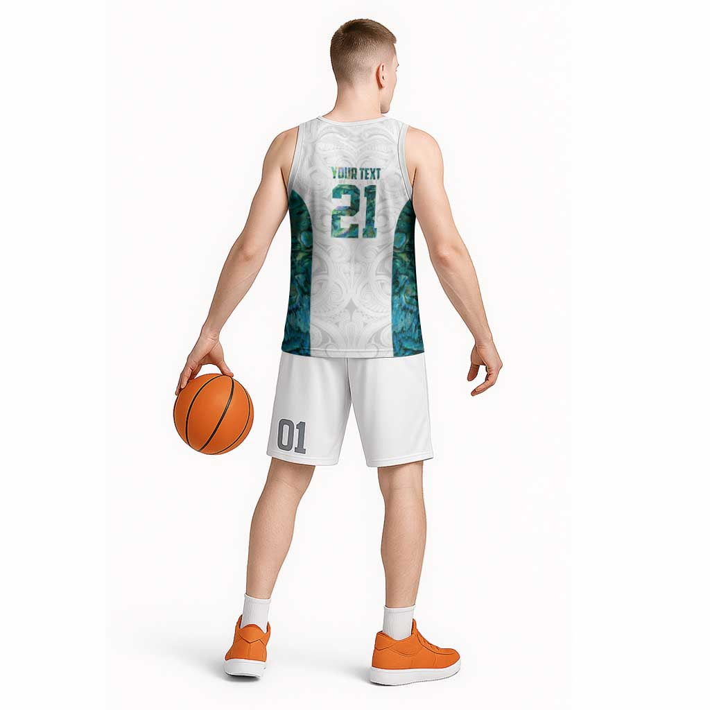 Custom New Zealand Aotearoa Basketball Jersey Green Maori Paua Shell Indigenous - Aussie Hoodie