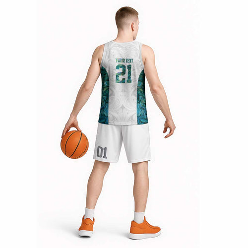 Custom New Zealand Aotearoa Basketball Jersey Green Maori Paua Shell Indigenous - Aussie Hoodie