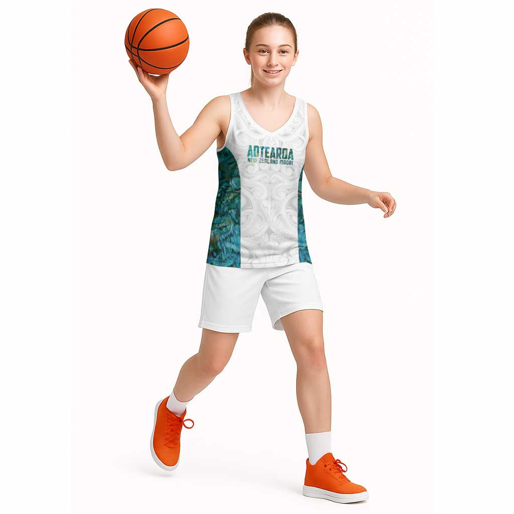 Custom New Zealand Aotearoa Basketball Jersey Green Maori Paua Shell Indigenous - Aussie Hoodie