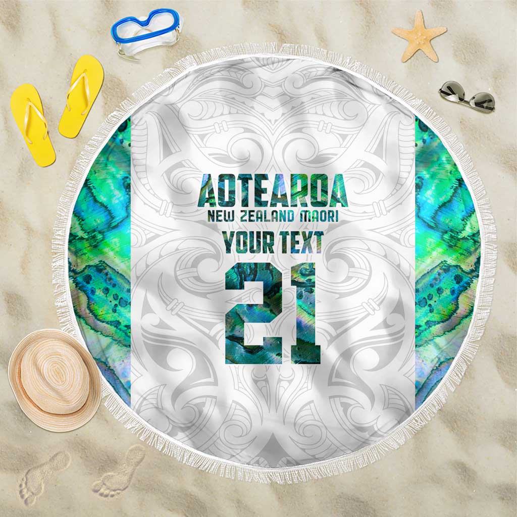 Custom New Zealand Aotearoa Beach Blanket Green Maori Paua Shell Indigenous - Aussie Hoodie