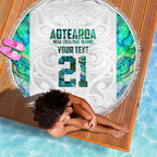 Custom New Zealand Aotearoa Beach Blanket Green Maori Paua Shell Indigenous - Aussie Hoodie
