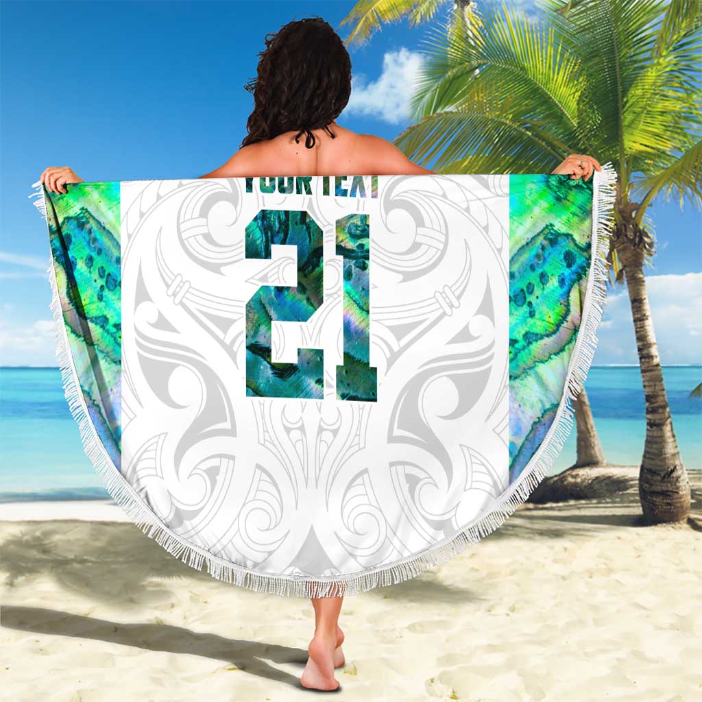 Custom New Zealand Aotearoa Beach Blanket Green Maori Paua Shell Indigenous - Aussie Hoodie