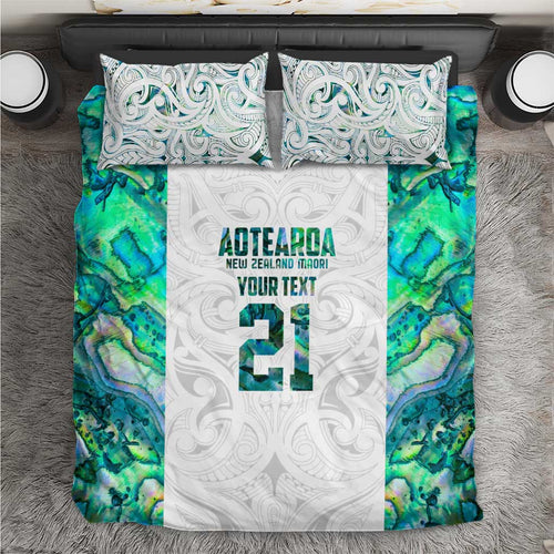 Custom New Zealand Aotearoa Bedding Set Green Maori Paua Shell Indigenous - Aussie Hoodie