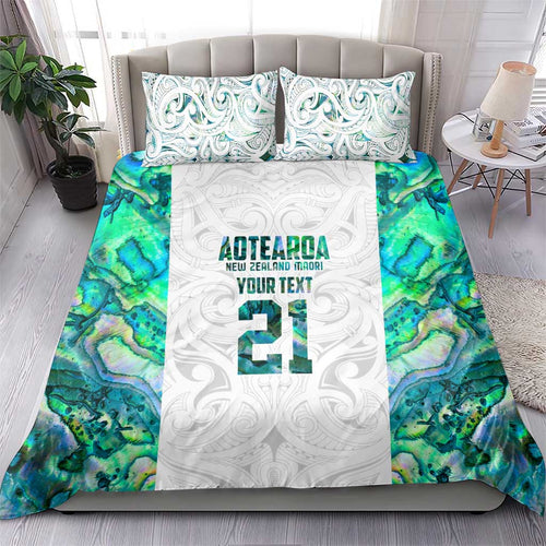 Custom New Zealand Aotearoa Bedding Set Green Maori Paua Shell Indigenous - Aussie Hoodie