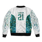 Custom New Zealand Aotearoa Bomber Jacket Green Maori Paua Shell Indigenous - Aussie Hoodie