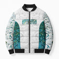 Custom New Zealand Aotearoa Bomber Puffer Jacket Green Maori Paua Shell Indigenous - Aussie Hoodie
