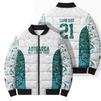 Custom New Zealand Aotearoa Bomber Puffer Jacket Green Maori Paua Shell Indigenous - Aussie Hoodie