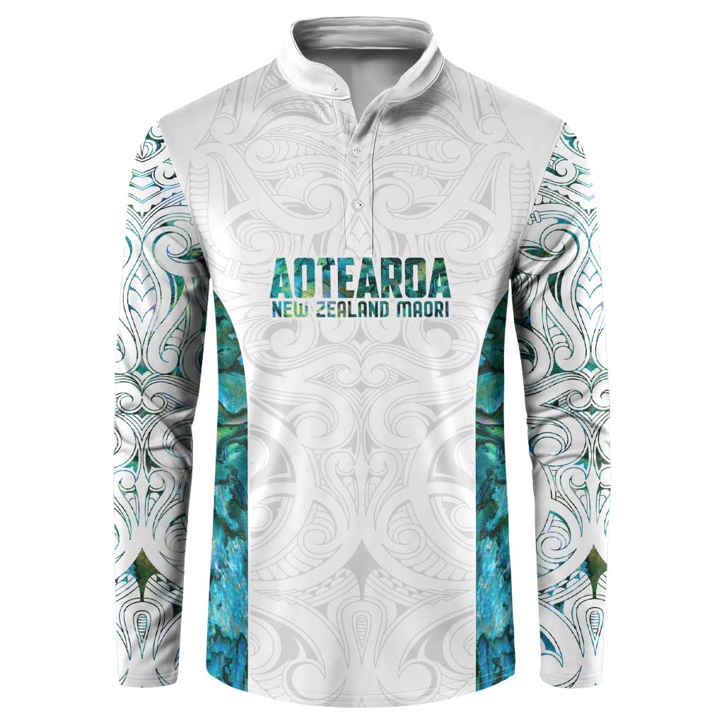 Custom New Zealand Aotearoa Button Sweatshirt Green Maori Paua Shell Indigenous - Aussie Hoodie