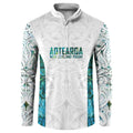 Custom New Zealand Aotearoa Button Sweatshirt Green Maori Paua Shell Indigenous - Aussie Hoodie