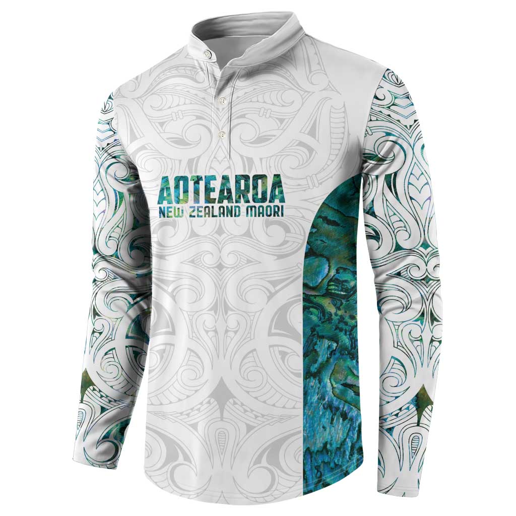 Custom New Zealand Aotearoa Button Sweatshirt Green Maori Paua Shell Indigenous - Aussie Hoodie