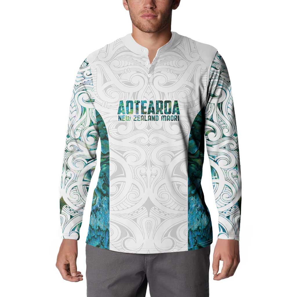 Custom New Zealand Aotearoa Button Sweatshirt Green Maori Paua Shell Indigenous - Aussie Hoodie