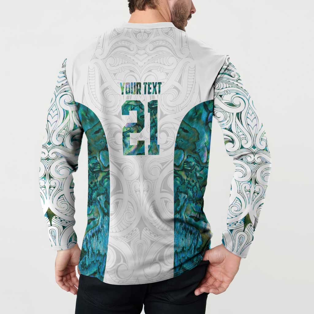 Custom New Zealand Aotearoa Button Sweatshirt Green Maori Paua Shell Indigenous - Aussie Hoodie