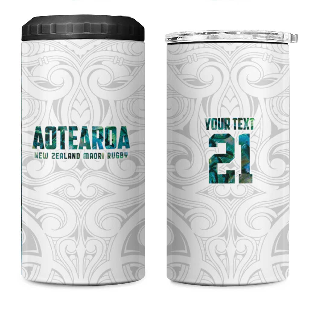 Custom New Zealand Aotearoa 4 in 1 Can Cooler Tumbler Green Maori Paua Shell Indigenous - Aussie Hoodie