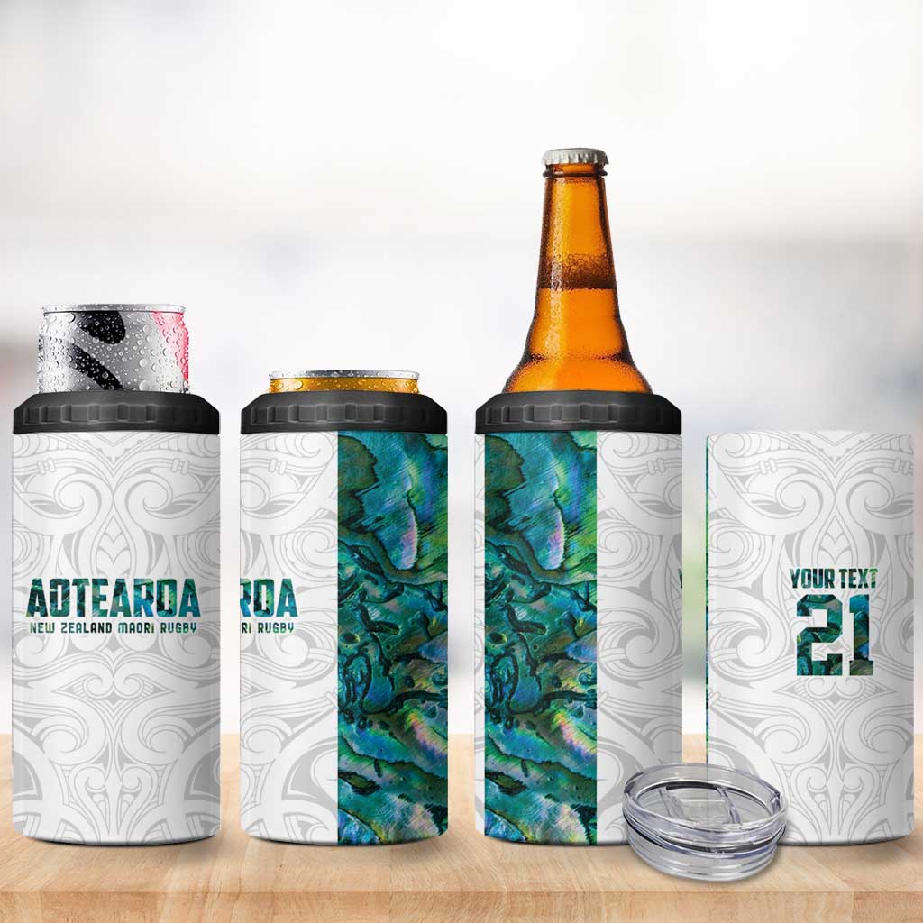 Custom New Zealand Aotearoa 4 in 1 Can Cooler Tumbler Green Maori Paua Shell Indigenous - Aussie Hoodie
