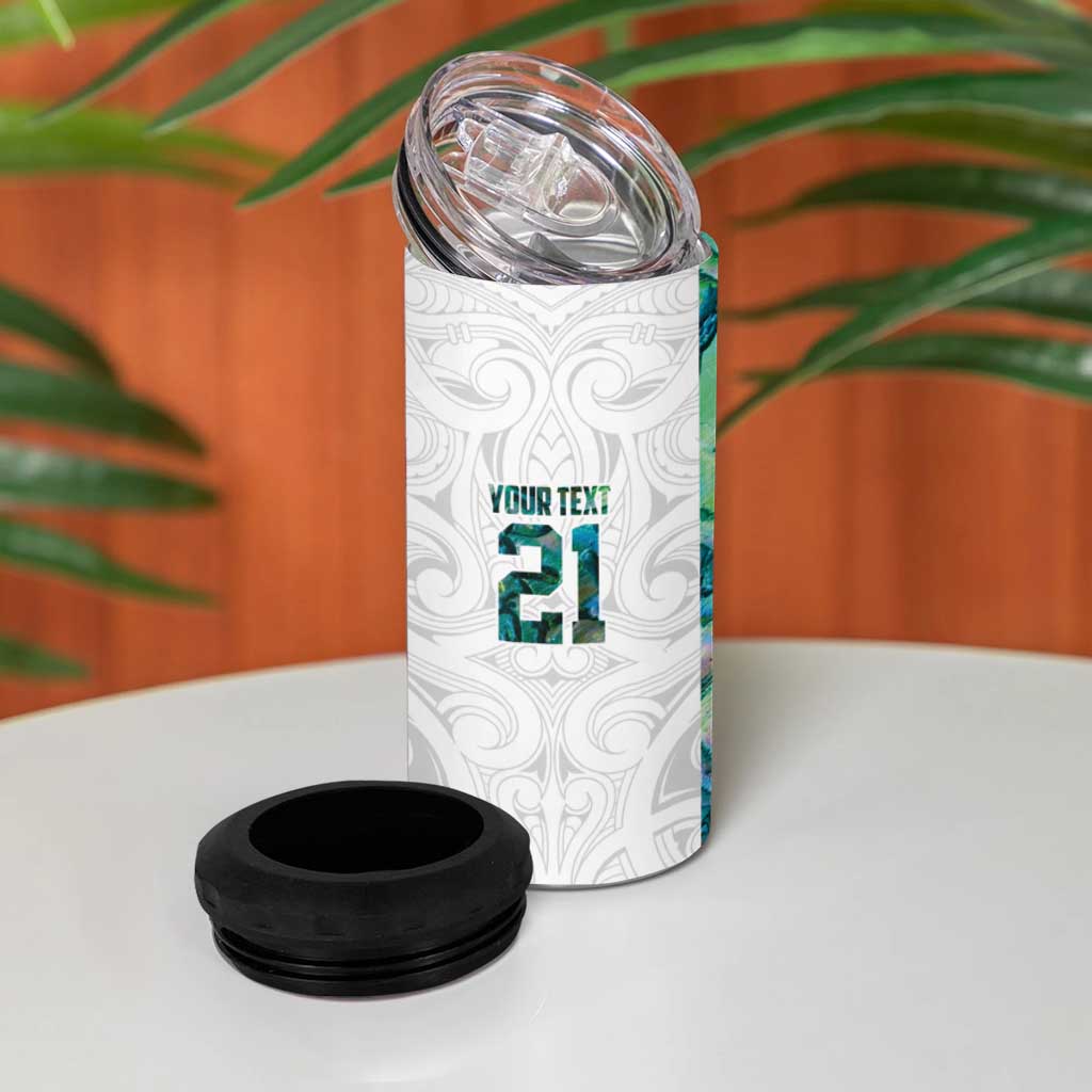 Custom New Zealand Aotearoa 4 in 1 Can Cooler Tumbler Green Maori Paua Shell Indigenous - Aussie Hoodie