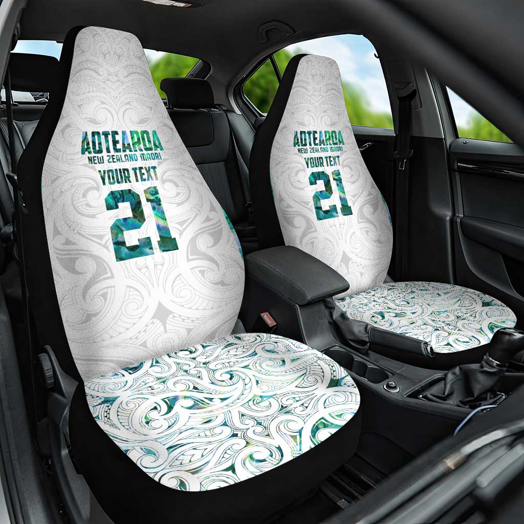 Custom New Zealand Aotearoa Car Seat Cover Green Maori Paua Shell Indigenous - Aussie Hoodie
