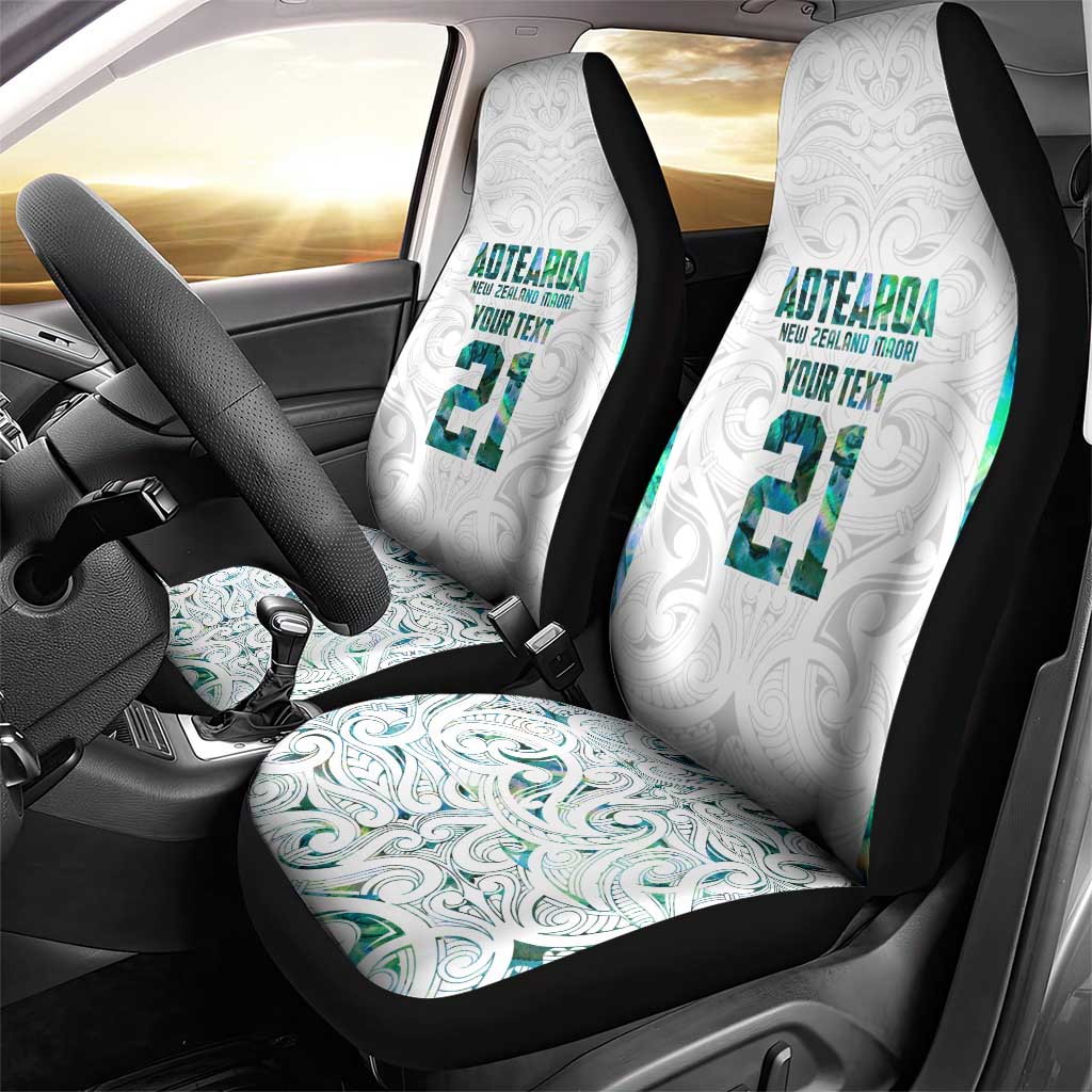 Custom New Zealand Aotearoa Car Seat Cover Green Maori Paua Shell Indigenous - Aussie Hoodie
