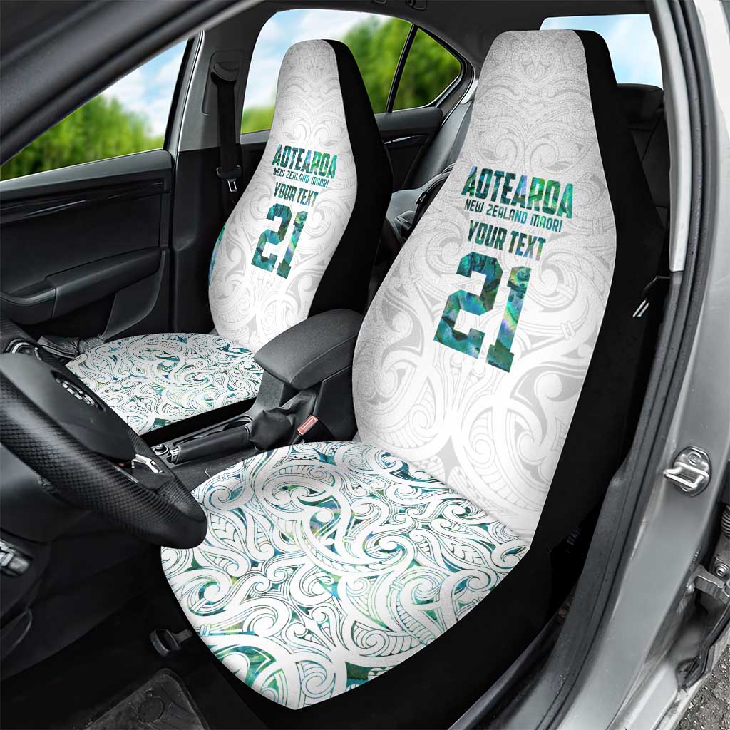 Custom New Zealand Aotearoa Car Seat Cover Green Maori Paua Shell Indigenous - Aussie Hoodie