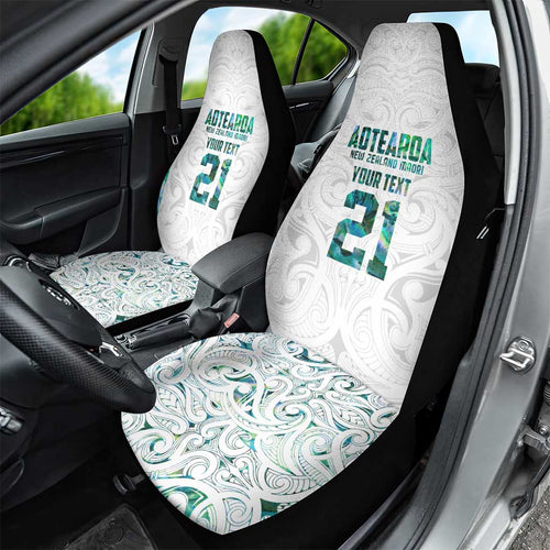 Custom New Zealand Aotearoa Car Seat Cover Green Maori Paua Shell Indigenous - Aussie Hoodie